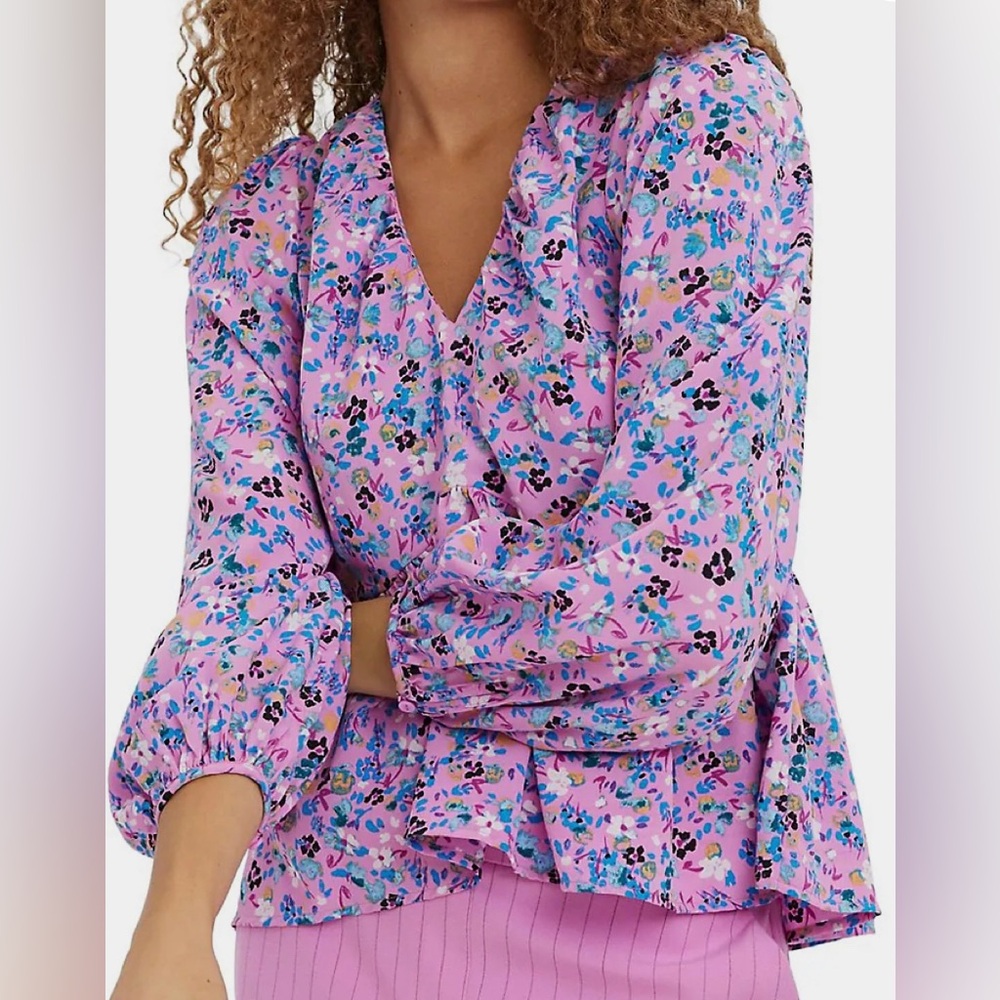 Vero Moda Lucia Long Sleeve Floral Top, Cyclamen, sz 18